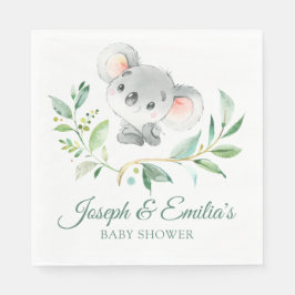 Grijs en Groen Koala Baby shower Genderneutraal Servet
