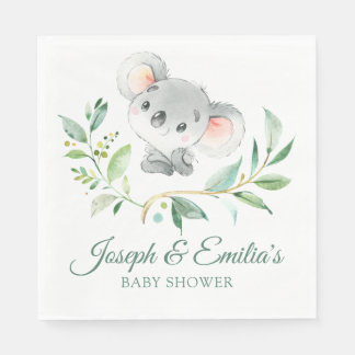 Grijs en Groen Koala Baby shower Genderneutraal Servet