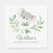 Grijs en Groen Koala Verjaardagsfeestje Geslacht N Servet (Voorkant)