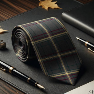 Grijs en groen tartan ruitjespatroon stropdas