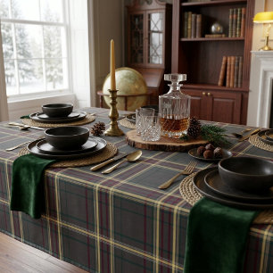 Grijs en groen tartan ruitjespatroon tafelkleed