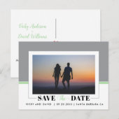 Grijs en groene bruiloft Opslaan Datum foto Briefkaart (Voorkant / Achterkant)