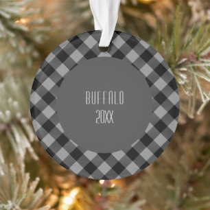 Grijs en houtskool Buffalo geruite plaidpatroon Ornament