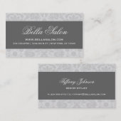 Grijs en houtskool Elegant  Damask Visitekaartje (Voorkant / Achterkant)
