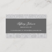 Grijs en houtskool Elegant  Damask Visitekaartje (Achterkant)