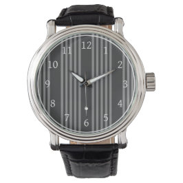 Grijs en houtskool vijf strepen patroon horloge