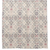 Grijs en Ivoor Mandala Design Douchegordijn. Douchegordijn (Voorkant)