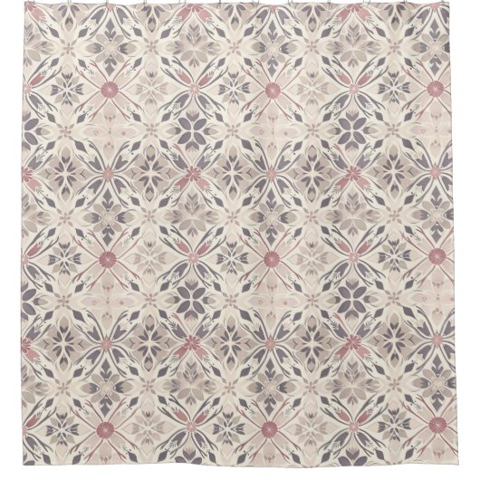 Grijs en Ivoor Mandala Design Douchegordijn. Douchegordijn (Voorkant)