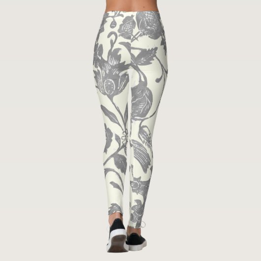 Grijs en Ivory  Boho Floral Leggings (Achterkant)