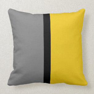 Grijs en Jonquil Solid Color Background Kussen