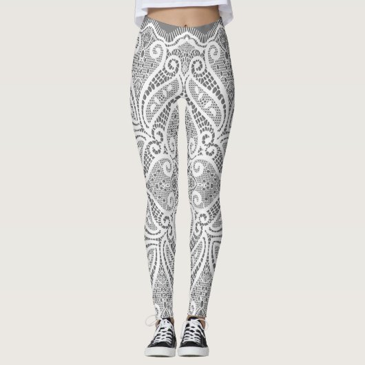 Grijs en kant leggings (Voorkant)