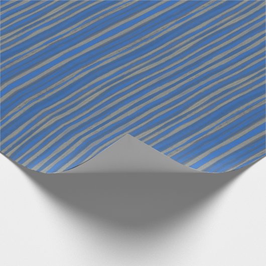 Grijs- en kobaltblauwe strepen, met de hand geteke cadeaupapier (Hoek)