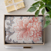 Grijs en koraal bloemenweefsel papier (Geschenk)