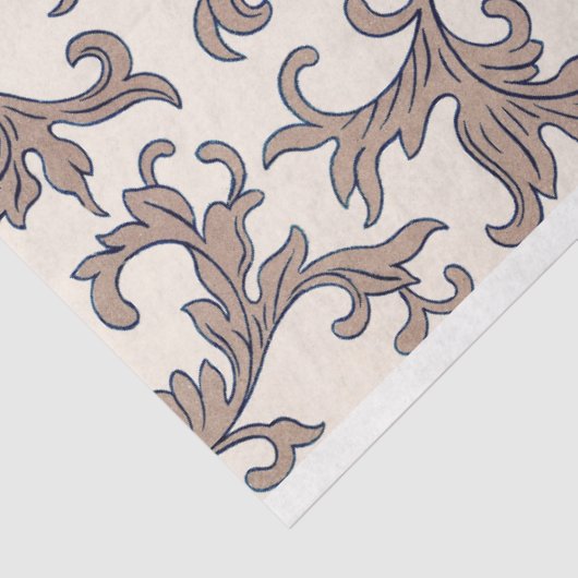 Grijs en koraal bloemenweefsel papier (Detail)