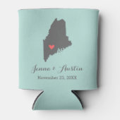 Grijs en koraal Maine bruiloft gunst Blikjeskoeler (Voorkant)