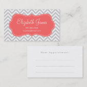 Grijs en koraal moderne Chevron strepen Afsprakenkaartje (Voorkant / Achterkant)