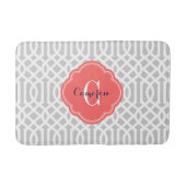Grijs en koraal Trellis Monogram Badmat (Voorkant)