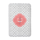 Grijs en koraal Trellis Monogram Badmat (Voorkant Verticaal)