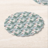 Grijs en Lichtroze Roos Patroon Retro /  Kartonnen Onderzetters (Gekanteld)