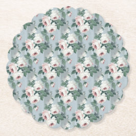 Grijs en Lichtroze Roos Patroon Retro /  Kartonnen Onderzetters