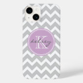 Grijs en Lila Chevron Aangepast monogram Case-Mate iPhone Case (Achterkant)