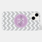Grijs en Lila Chevron Aangepast monogram Case-Mate iPhone Case (Achterkant (horizontaal))