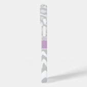 Grijs en Lila Dierenprint Monogram Case-Mate iPhone Case (Achterkant / Links)