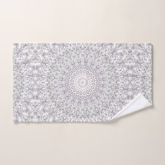 Grijs en Lila Mandala Patroon Bad Handdoek (Handdoek)