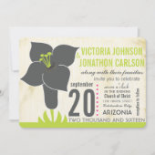 Grijs en Limoen  Modern Lily Wedding Invite Kaart (Voorkant)