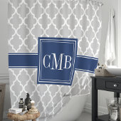 Grijs en marineblauw Marokkaans monogram Douchegordijn