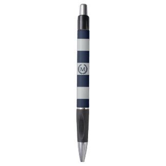 Grijs en marineblauw Striped Monogram gepersonalis Pen