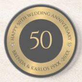 Grijs en metallic goud 50e bruiloft Jubileum Zandsteen Onderzetter (Voorkant)