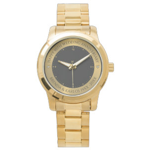 Grijs en metallic zilver 50e bruiloft Jubileum Horloge