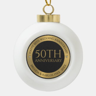 Grijs en metallic zilver 50e bruiloft Jubileum Keramische Bal Ornament