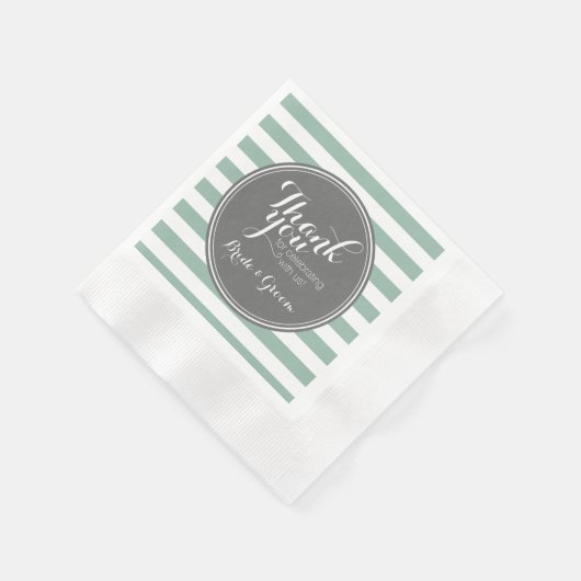 Grijs en Mint - Dank je Trouw Bruid Bruidegom Servetten (Hoek)