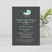 Grijs en Mint Groen  Baby shower van Paar Kaart (Staand voorkant)