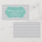 Grijs en Mint Groen Moderne Chevron Stripes Visitekaartje (Voorkant / Achterkant)