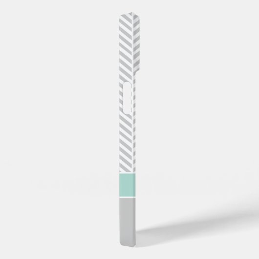 Grijs en Mint Herringbone Swirl Custom Monogram Case-Mate iPhone Case (Achterkant / Rechts)