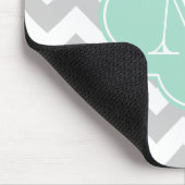 Grijs en Mint Modern Chevron Custom Monogram Muismat (Hoek)