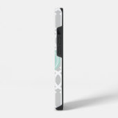 Grijs en Mint Moderne Trellis Aangepast Monogram iPhone Hoesje (Linkerkant)