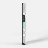 Grijs en Mint Moderne Trellis Aangepast Monogram iPhone Hoesje (Rechterkant)