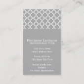 Grijs en Mint Quatrefoil Patroon Aangepaste naam Visitekaartje (Achterkant)