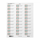 Grijs en Mint Retro Floral Damask Custom Monogram Etiket (Full Sheet)