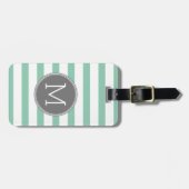Grijs en Mint Striped Patroon met Monogram Bagagelabel (Voorkant horizontaal)