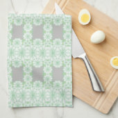 Grijs en mintgroen bloemenkeukenhanddoek theedoek (Quarter Fold)