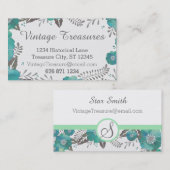  grijs en munt rustiek bloemenpatroon visitekaartje (Voorkant / Achterkant)