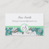  grijs en munt rustiek bloemenpatroon visitekaartje (Achterkant)