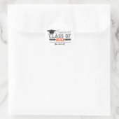 Grijs en Oranje Afstuderen Ronde Sticker (Tas)