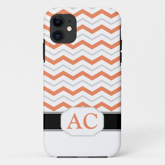 Grijs en Oranje Chevron Monogram iPhone 5 Hoesje (Achterkant)