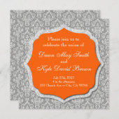 Grijs en oranje huwelijksuitnodiging kaart (Voorkant / Achterkant)